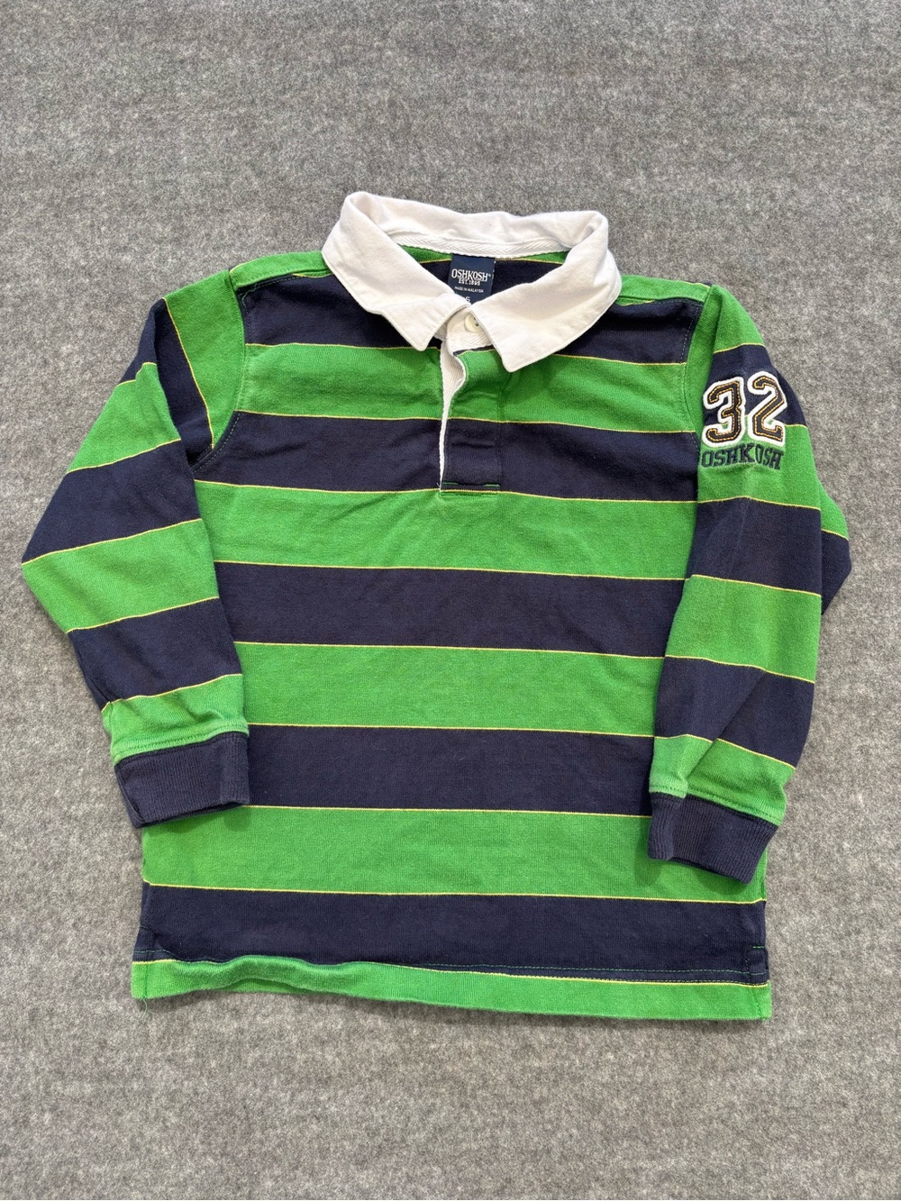 Oshkosh B'gosh green and navy striped rugby shirt Size 5